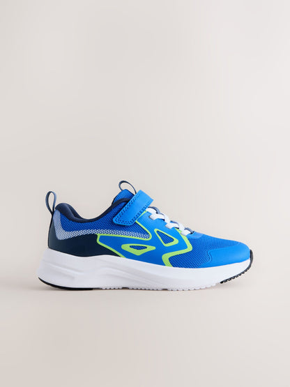 Blue/Lime Standard Fit (F) Touch Fastening Elastic Lace Sporty Trainers image 2
