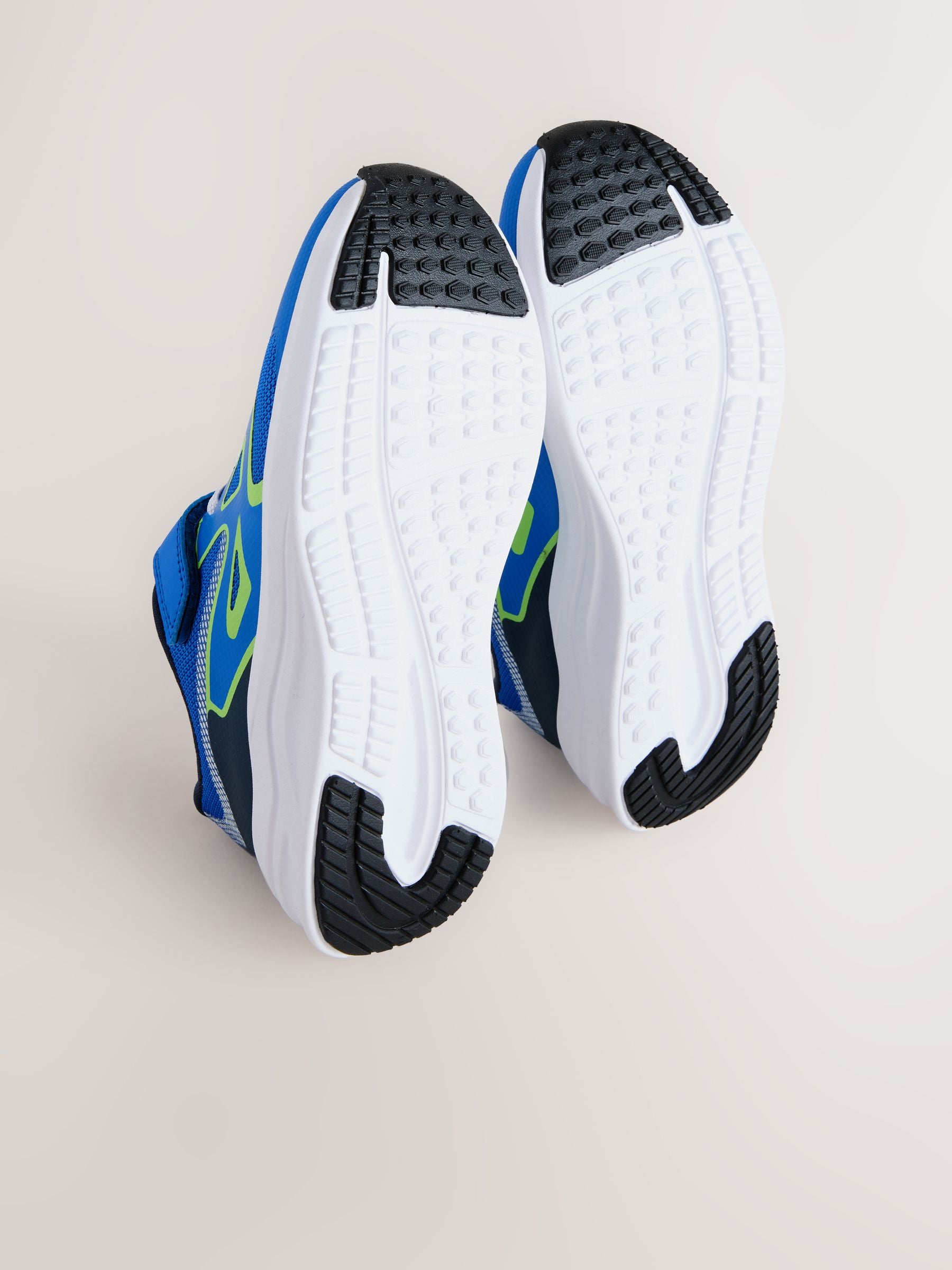 Blue/Lime Standard Fit (F) Touch Fastening Elastic Lace Sporty Trainers image 5