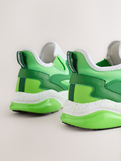 Dsiney Kidz - Green/White Standard Fit (F) Minecraft Elastic Lace Trainers image 6