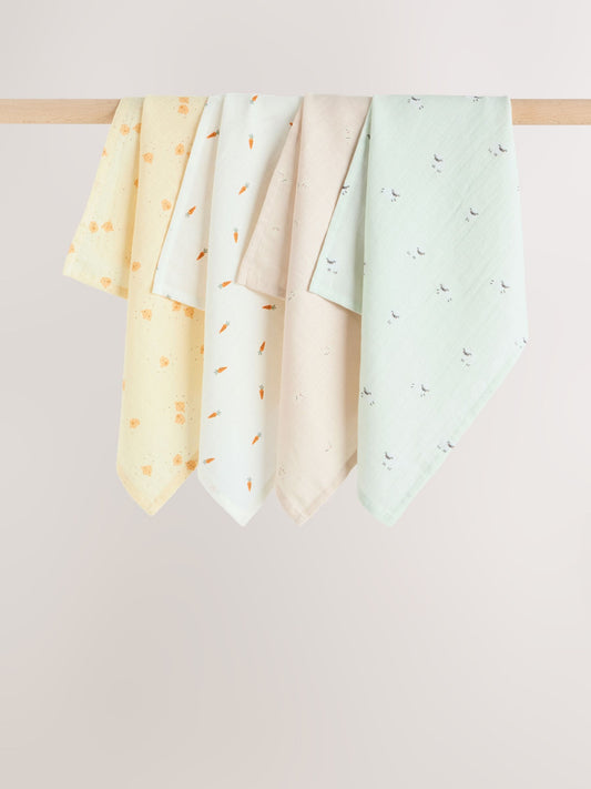 Yellow Easter Character Baby Muslins Cloths 4 Pack image 1
