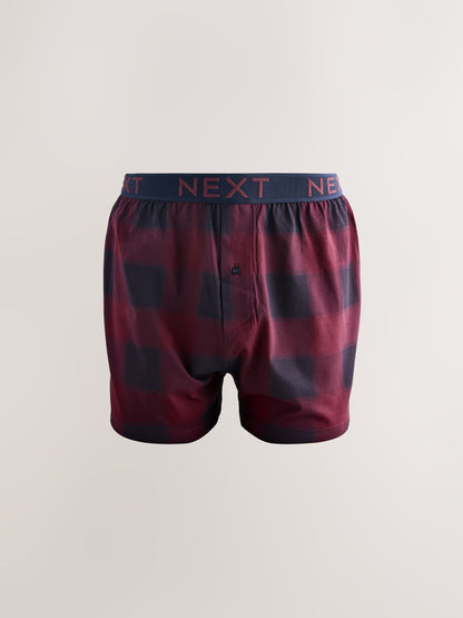Dsiney Kidz - Navy/Burgundy Check 5 Pack Loose Cotton Rich Boxers image 2
