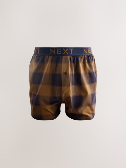 Dsiney Kidz - Navy/Burgundy Check 5 Pack Loose Cotton Rich Boxers image 3