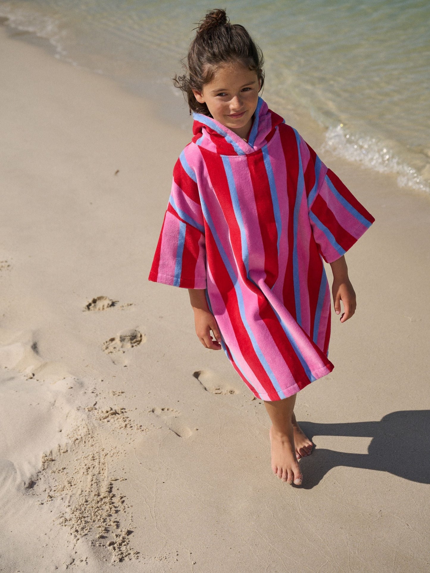 Dsiney Kidz - Pink/Red Stripe Slogan Towelling Poncho (3-16yrs) image 3