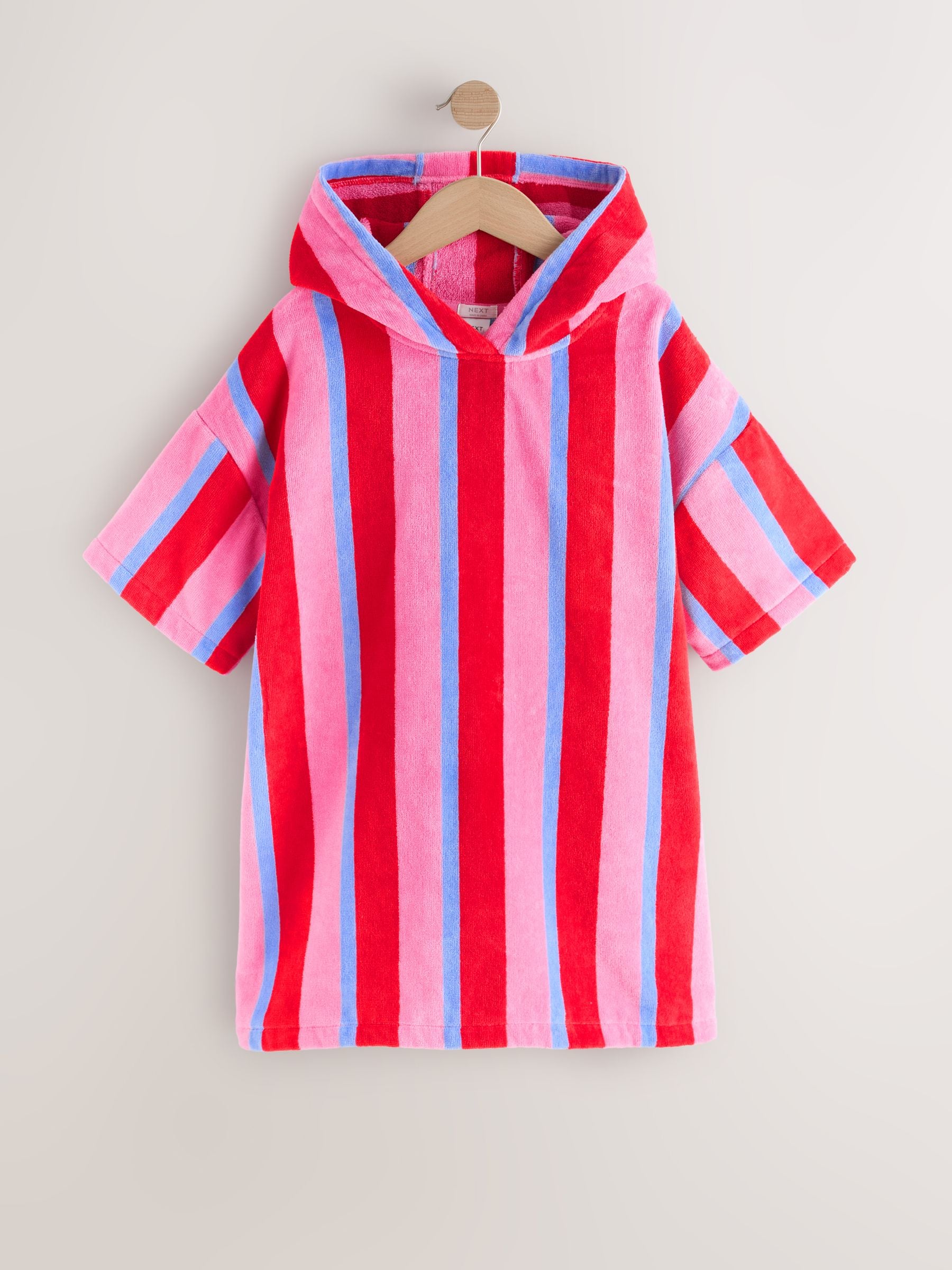 Dsiney Kidz - Pink/Red Stripe Slogan Towelling Poncho (3-16yrs) image 5