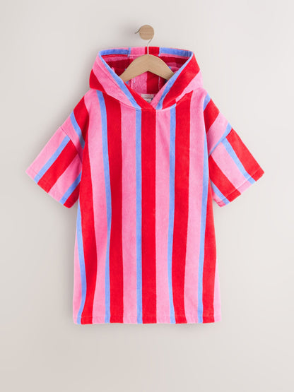 Dsiney Kidz - Pink/Red Stripe Slogan Towelling Poncho (3-16yrs) image 5