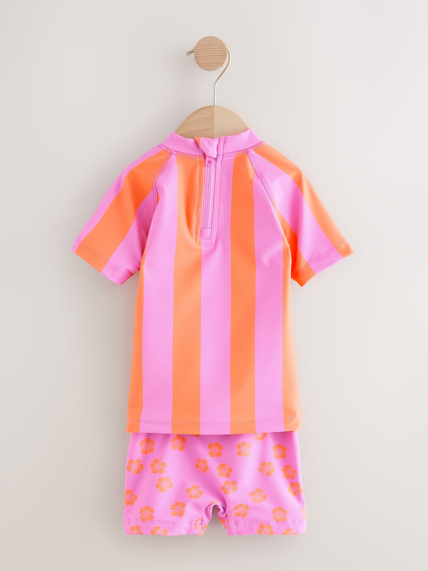 Pink/Orange Stripe Hibiscus Short Sleeved Sunsafe Swim Set (3mths-10yrs) image 5
