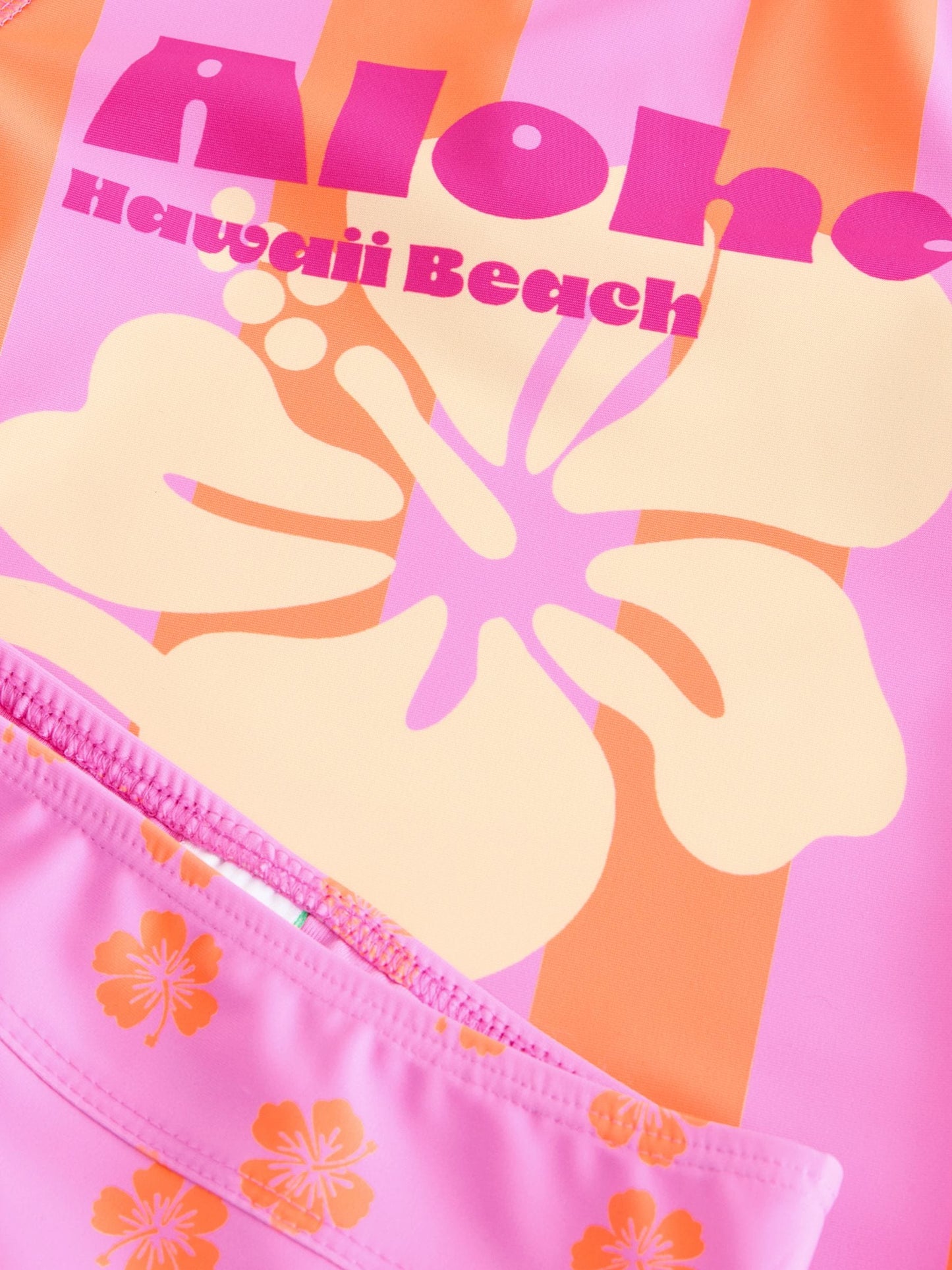 Pink/Orange Stripe Hibiscus Short Sleeved Sunsafe Swim Set (3mths-10yrs) image 6