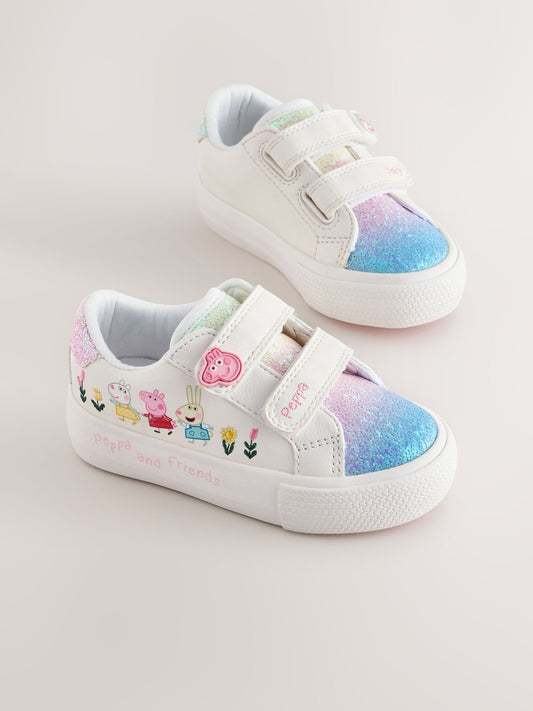 White Wide Fit (G) Peppa Pig Chunky Trainers with Touch Fastening image 1