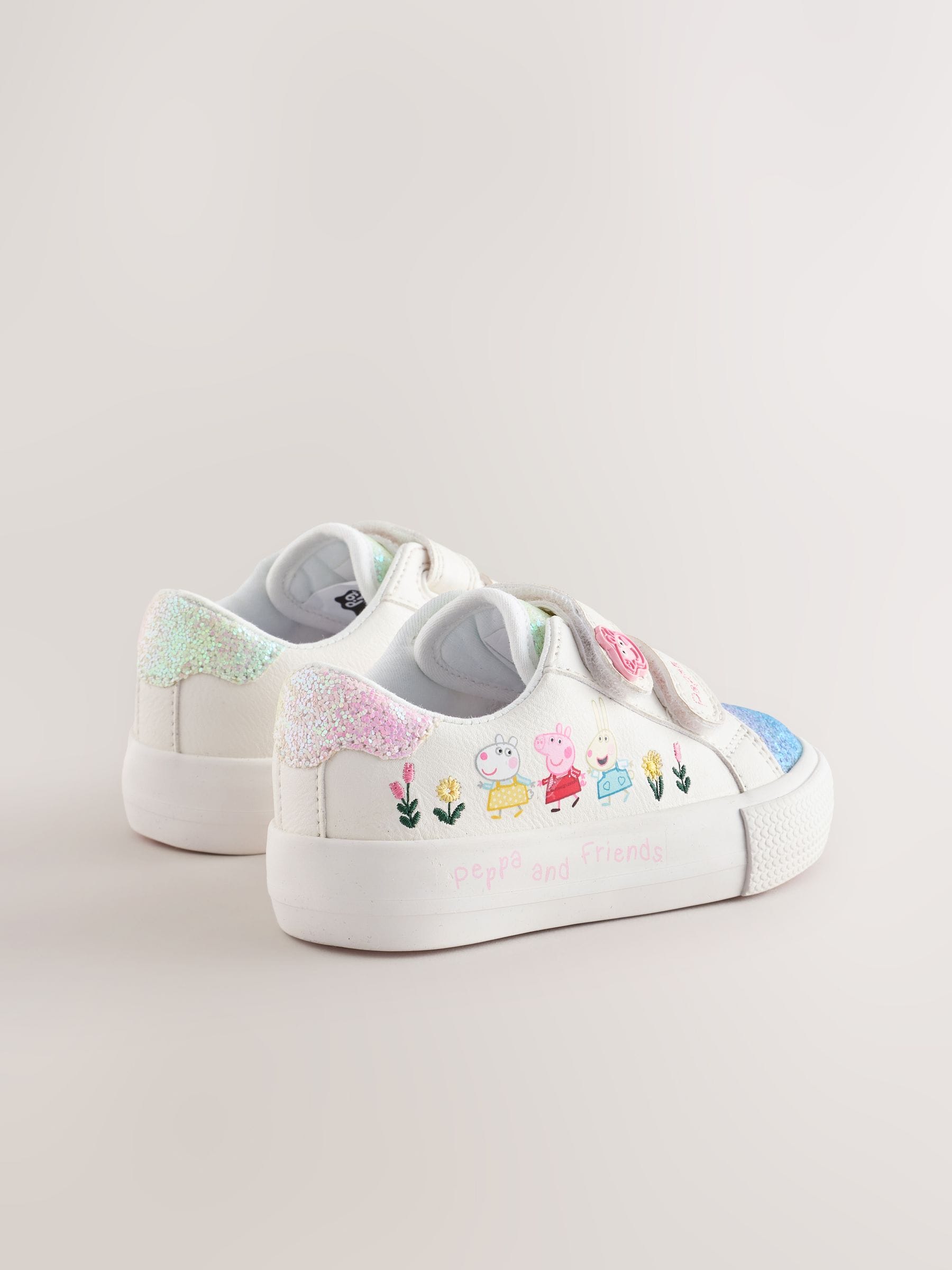White Wide Fit (G) Peppa Pig Chunky Trainers with Touch Fastening image 5