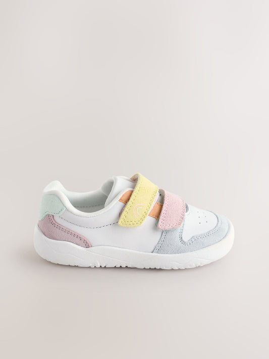 Multi Pastel Barefoot Leather Touch Fastening Trainers image 2