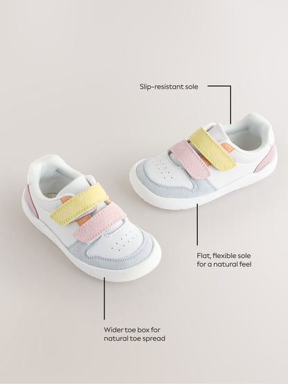 Multi Pastel Barefoot Leather Touch Fastening Trainers image 4