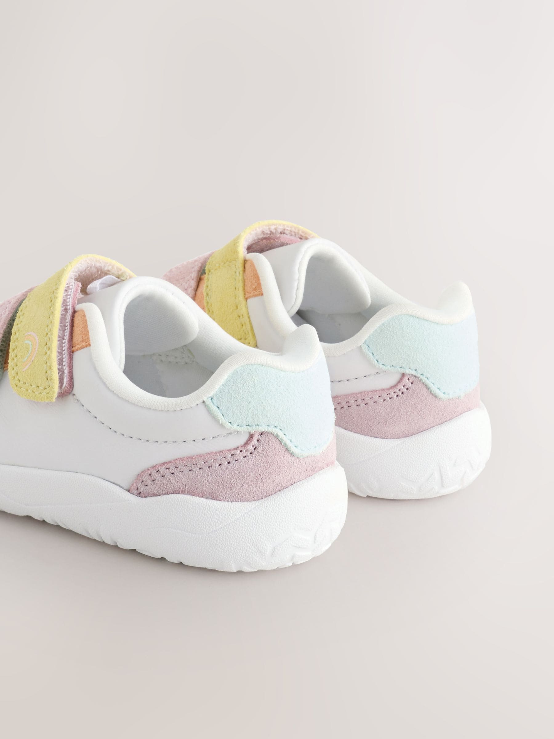 Multi Pastel Barefoot Leather Touch Fastening Trainers image 5