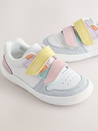 Multi Pastel Barefoot Leather Touch Fastening Trainers image 7