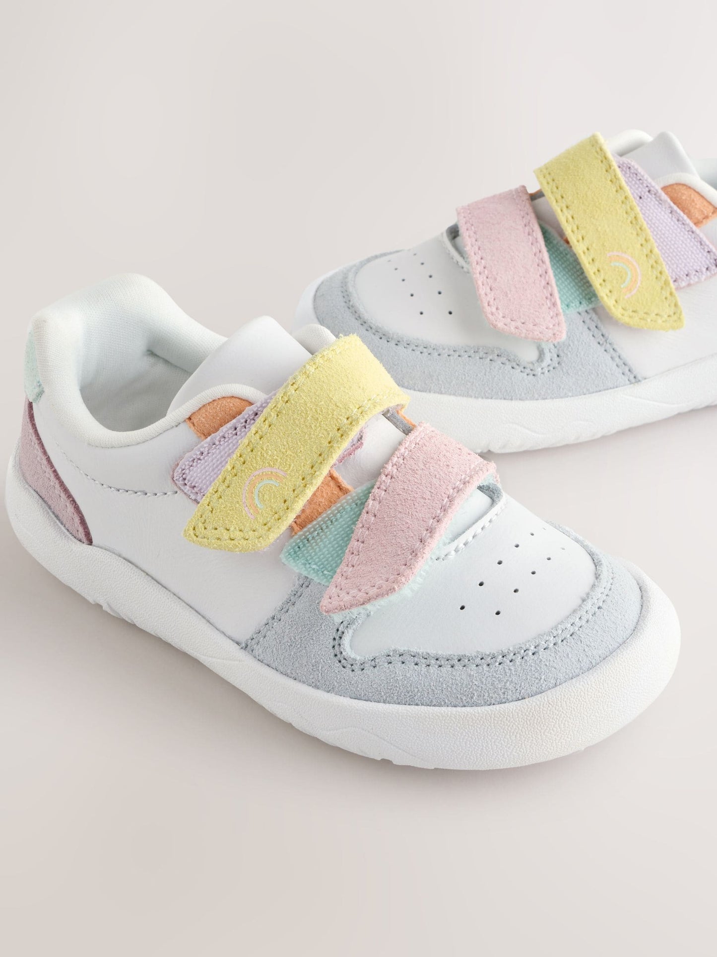 Multi Pastel Barefoot Leather Touch Fastening Trainers image 6