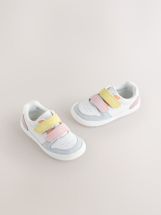 Multi Pastel Barefoot Leather Touch Fastening Trainers image 1