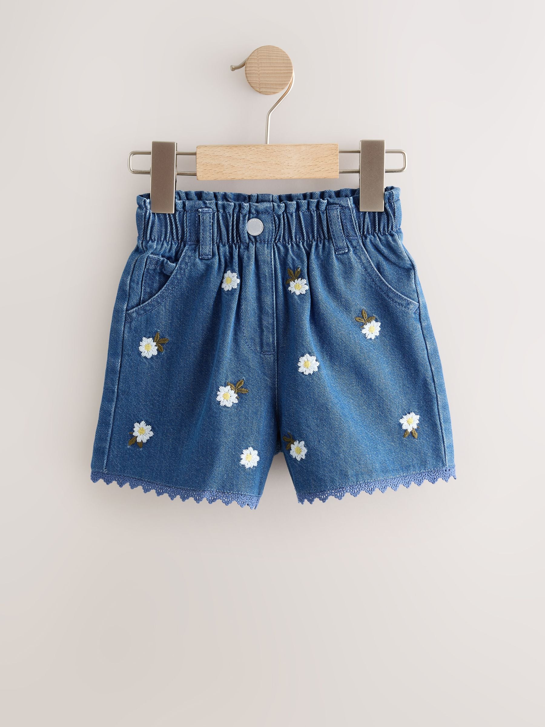 Dsiney Kidz - Mid Blue Daisy Embroidered Denim Shorts (3mths-7yrs) image 5