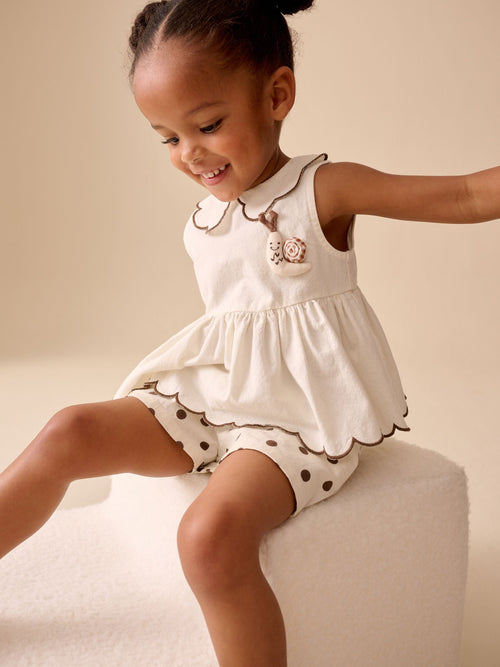 Dsiney Kidz - Ecru/Chocolate Brown Spot Blouse and Short Set (3mths-7yrs) image 1