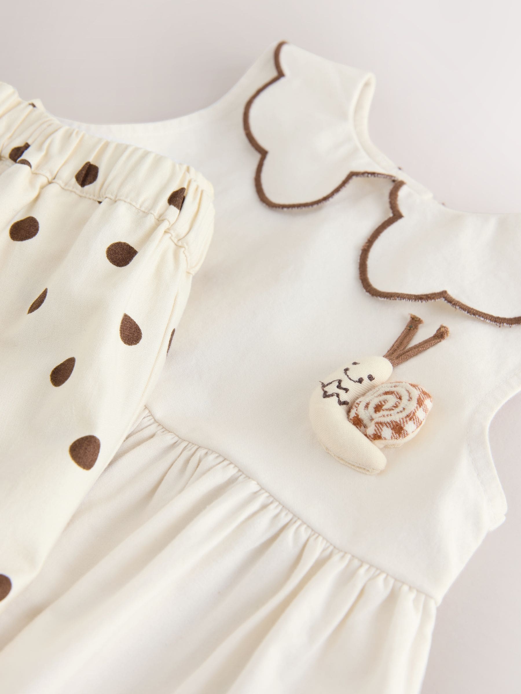 Ecru/Chocolate Brown Spot Blouse and Short Set (3mths-7yrs) image 8
