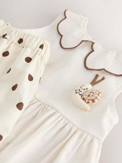 Ecru/Chocolate Brown Spot Blouse and Short Set (3mths-7yrs) image 8