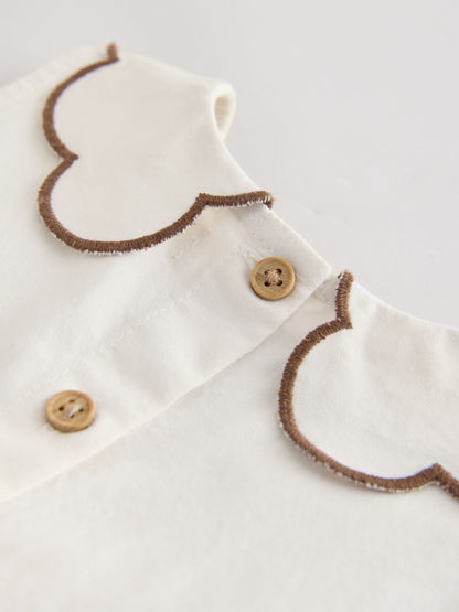 Ecru/Chocolate Brown Spot Blouse and Short Set (3mths-7yrs) image 9