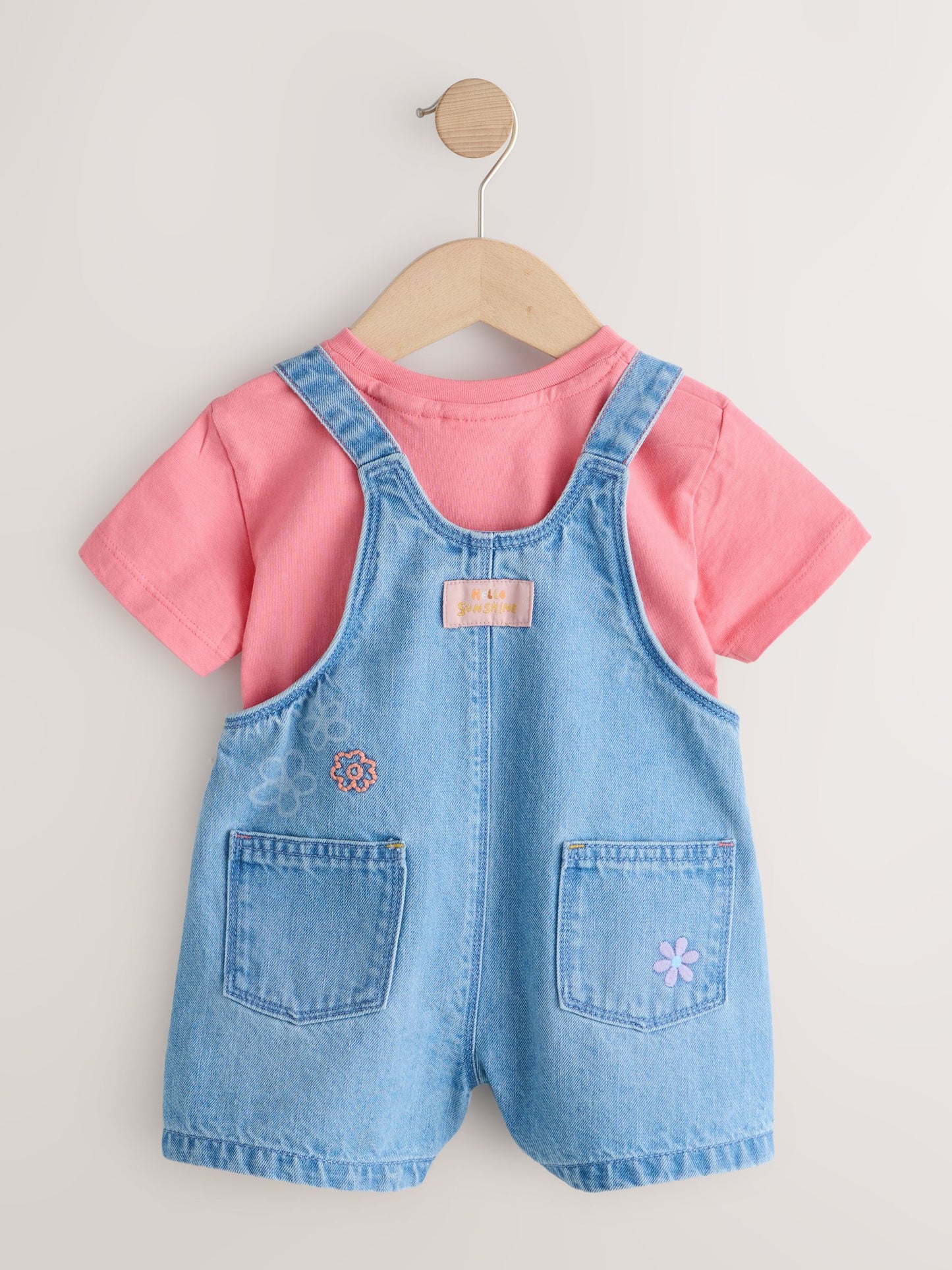 Dsiney Kidz - Light Blue Denim Ladybug Embroidered Dungaree and T-Shirt Set (3mths-7yrs) image 5