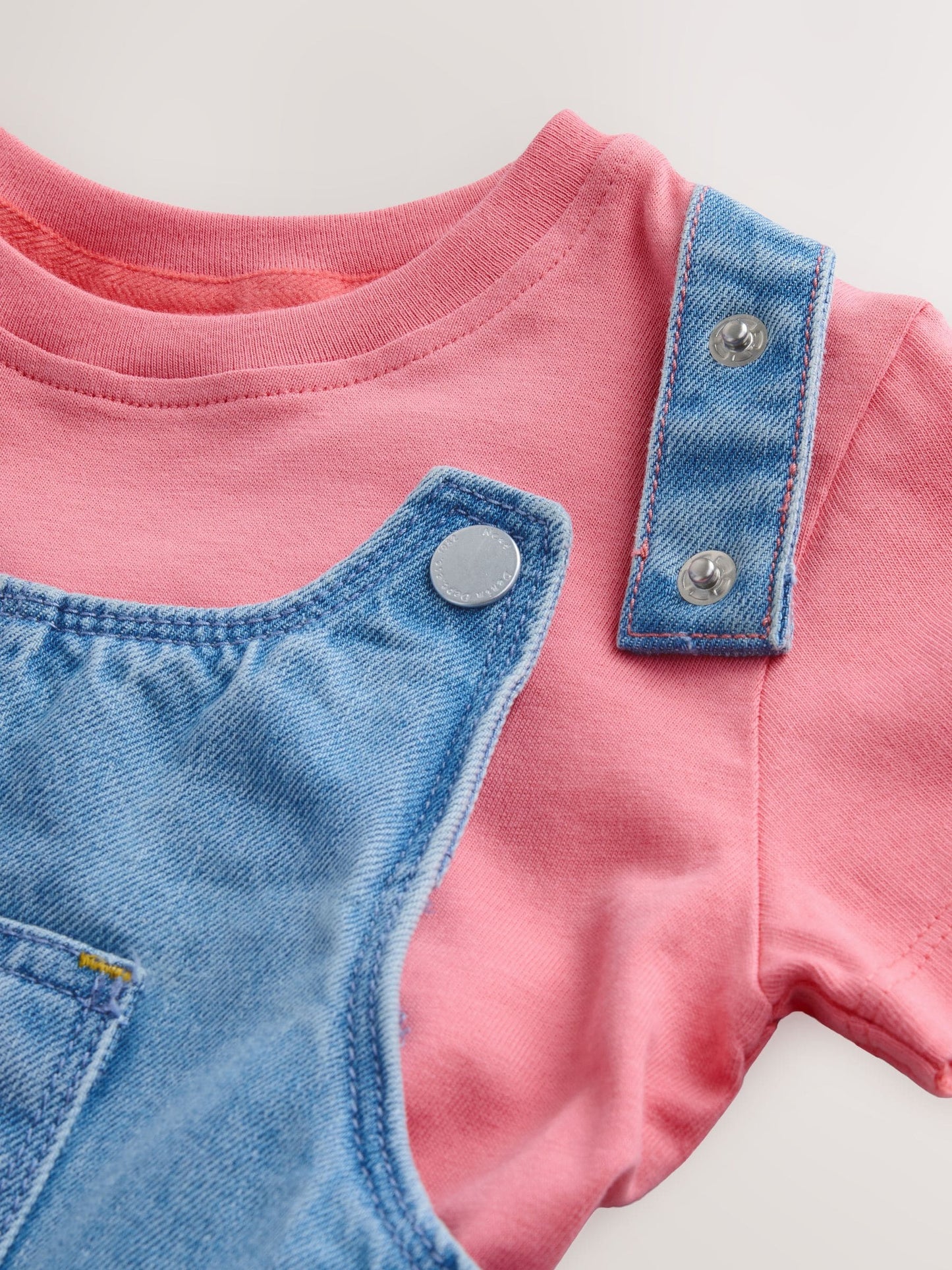 Dsiney Kidz - Light Blue Denim Ladybug Embroidered Dungaree and T-Shirt Set (3mths-7yrs) image 7