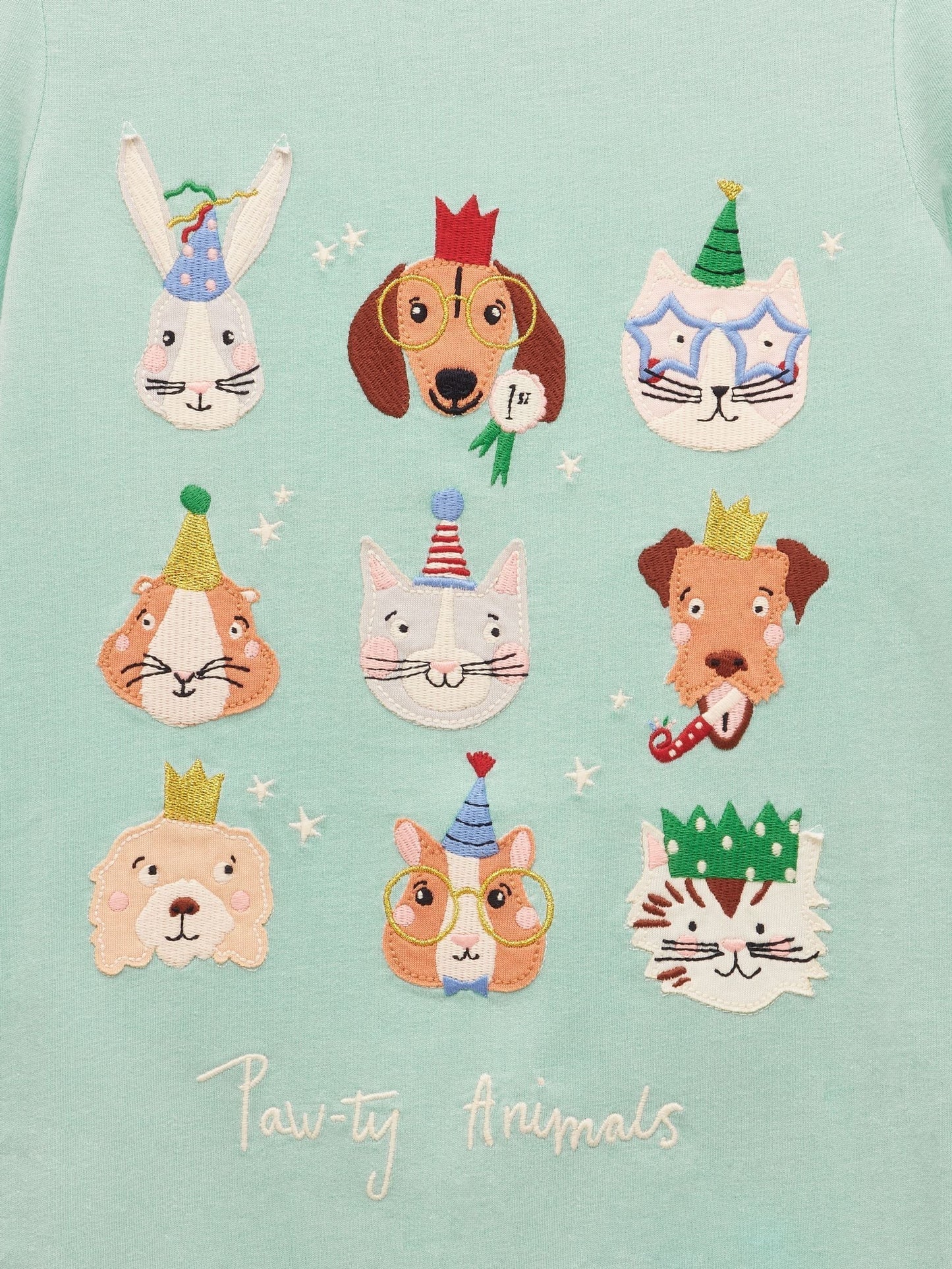 Joules Girls' Astra Aqua Blue Applique Cotton T-Shirt image 3