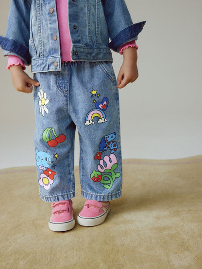 Dsiney Kidz - Mid Blue Doodle printed Jeans (3mths-7yrs) image 1