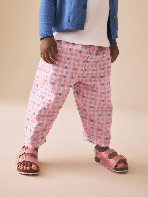 Pink/Blue Gingham Pullon Barrel Trousers (3mths-7yrs) image 1