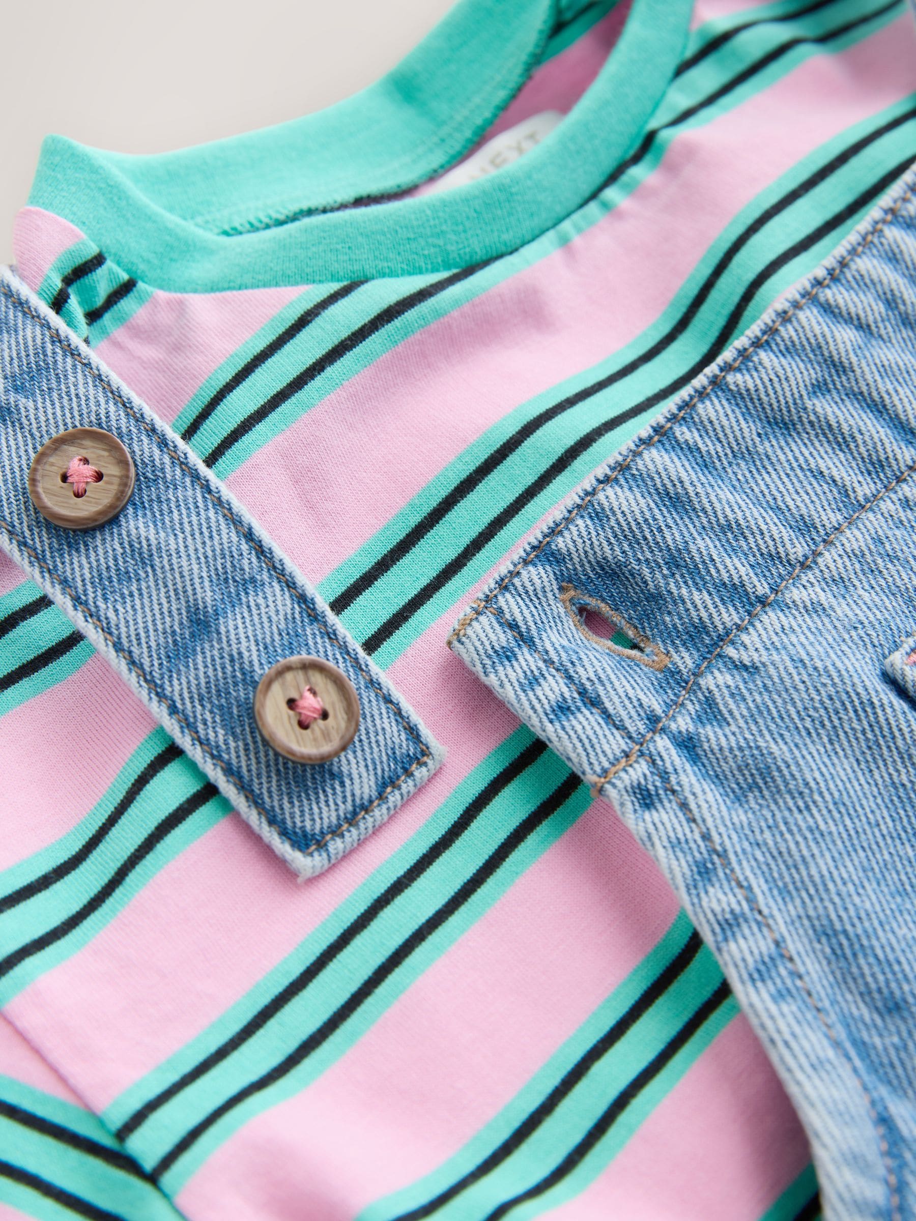 Mid Blue Cat Printed Denim Dungarees (3mths-7yrs) image 8