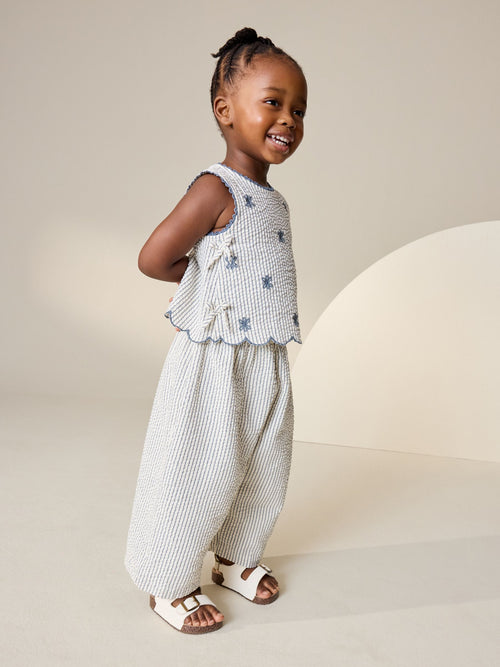 Blue Stripe Blouse and Trousers set (3mths-7yrs) image 1