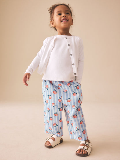 Blue Stripe Peach Print Pullon Trousers (3mths-7yrs) image 2