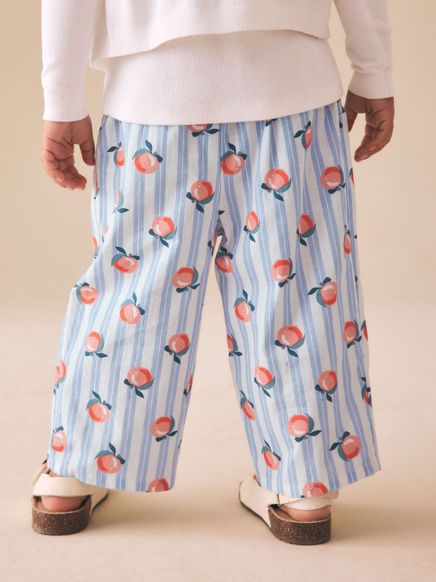 Blue Stripe Peach Print Pullon Trousers (3mths-7yrs) image 3