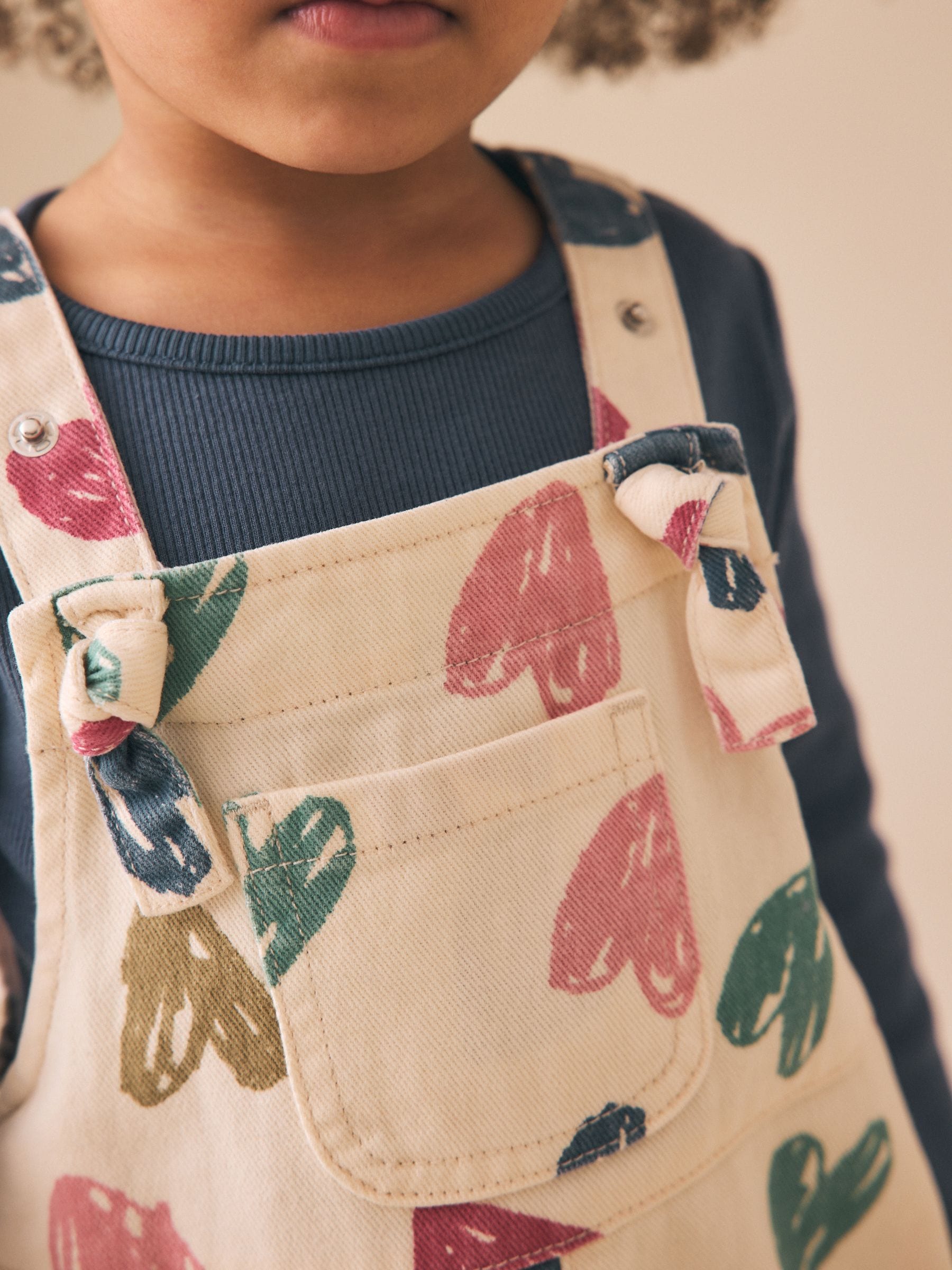 Ecru Heart Print Dungarees and T-Shirt Set (3mths-7yrs) image 4