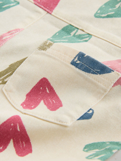 Ecru Heart Print Dungarees and T-Shirt Set (3mths-7yrs) image 9