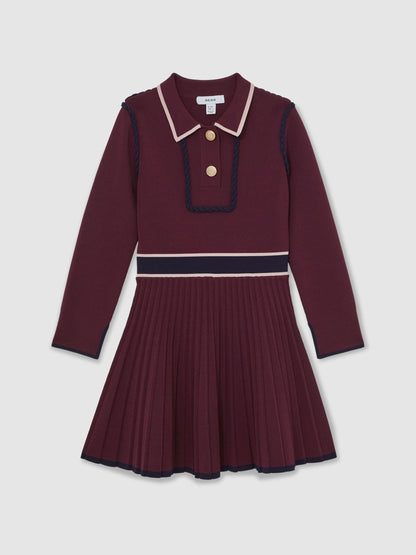 Reiss Berry Freya 3-9 yrs Piped Knitted Skater Dress image 2