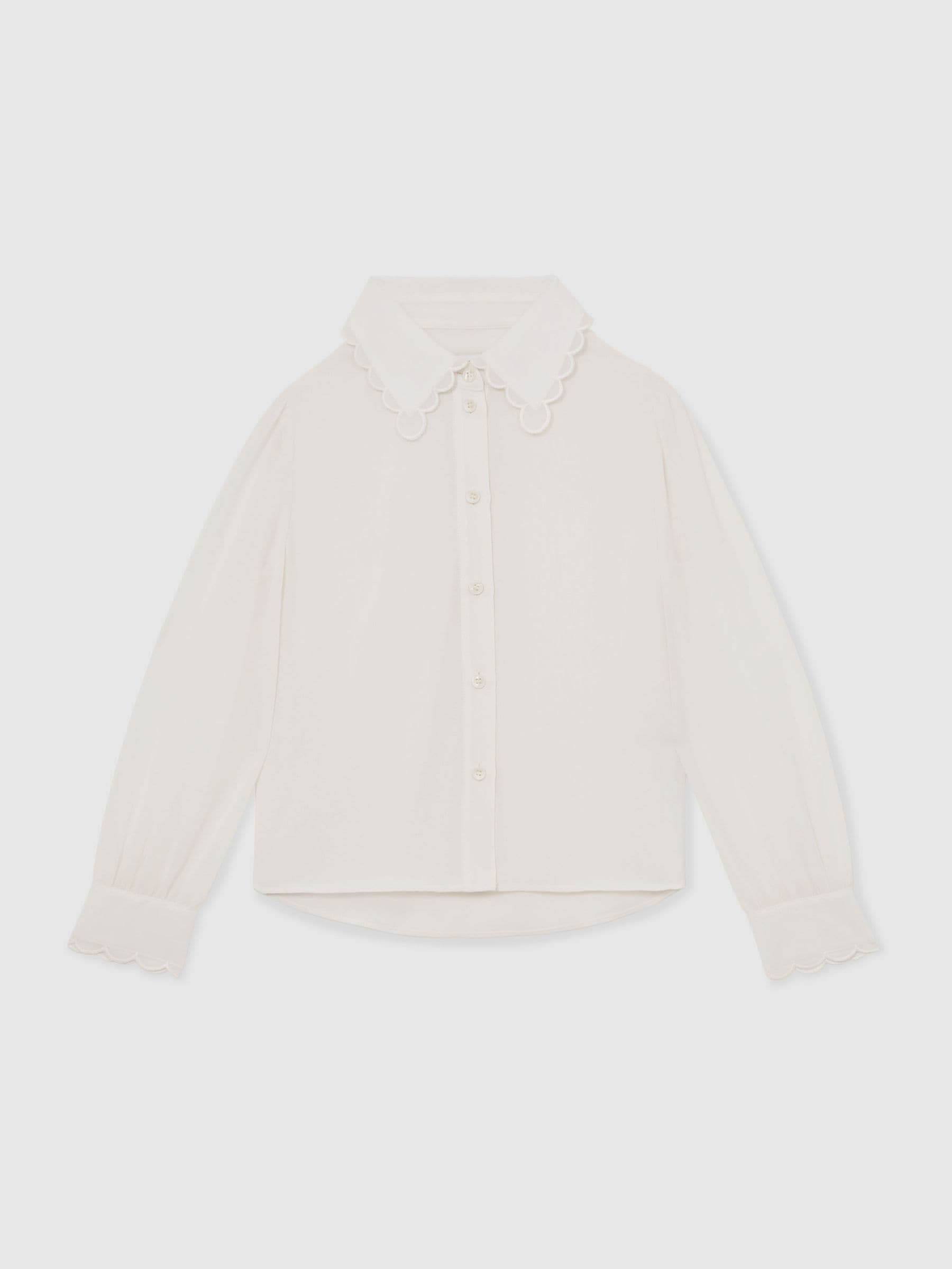 Reiss Ivory Elia 13-14 yrs Scallop-Edge Button-Through Shirt image 1