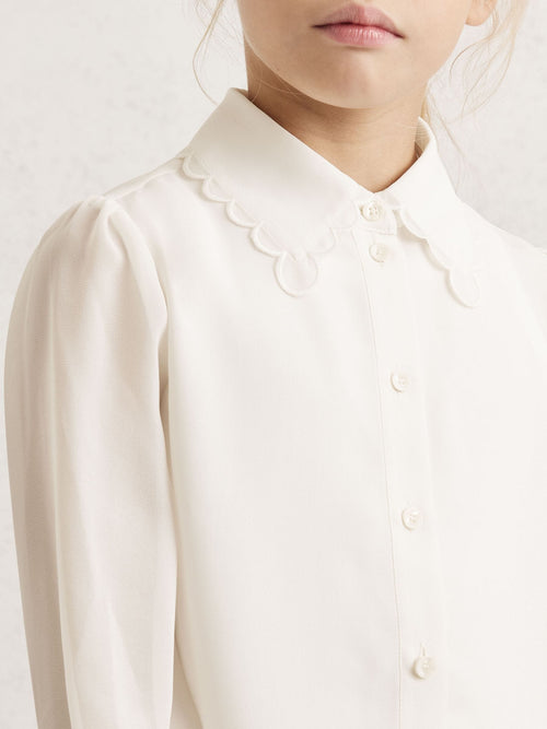 Reiss Ivory Elia 3-9 yrs Scallop-Edge Button-Through Shirt image 1