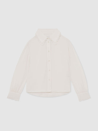 Reiss Ivory Elia 3-9 yrs Scallop-Edge Button-Through Shirt image 2