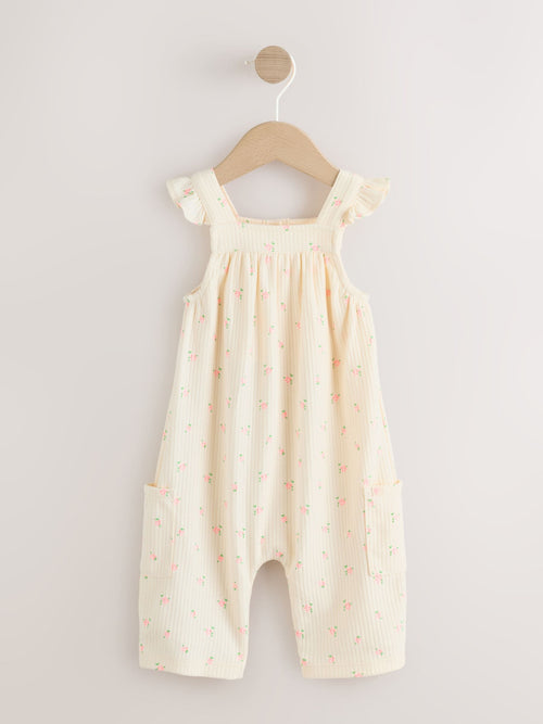 White Floral Baby Long Leg Jersey Romper (0mths-3yrs) image 1