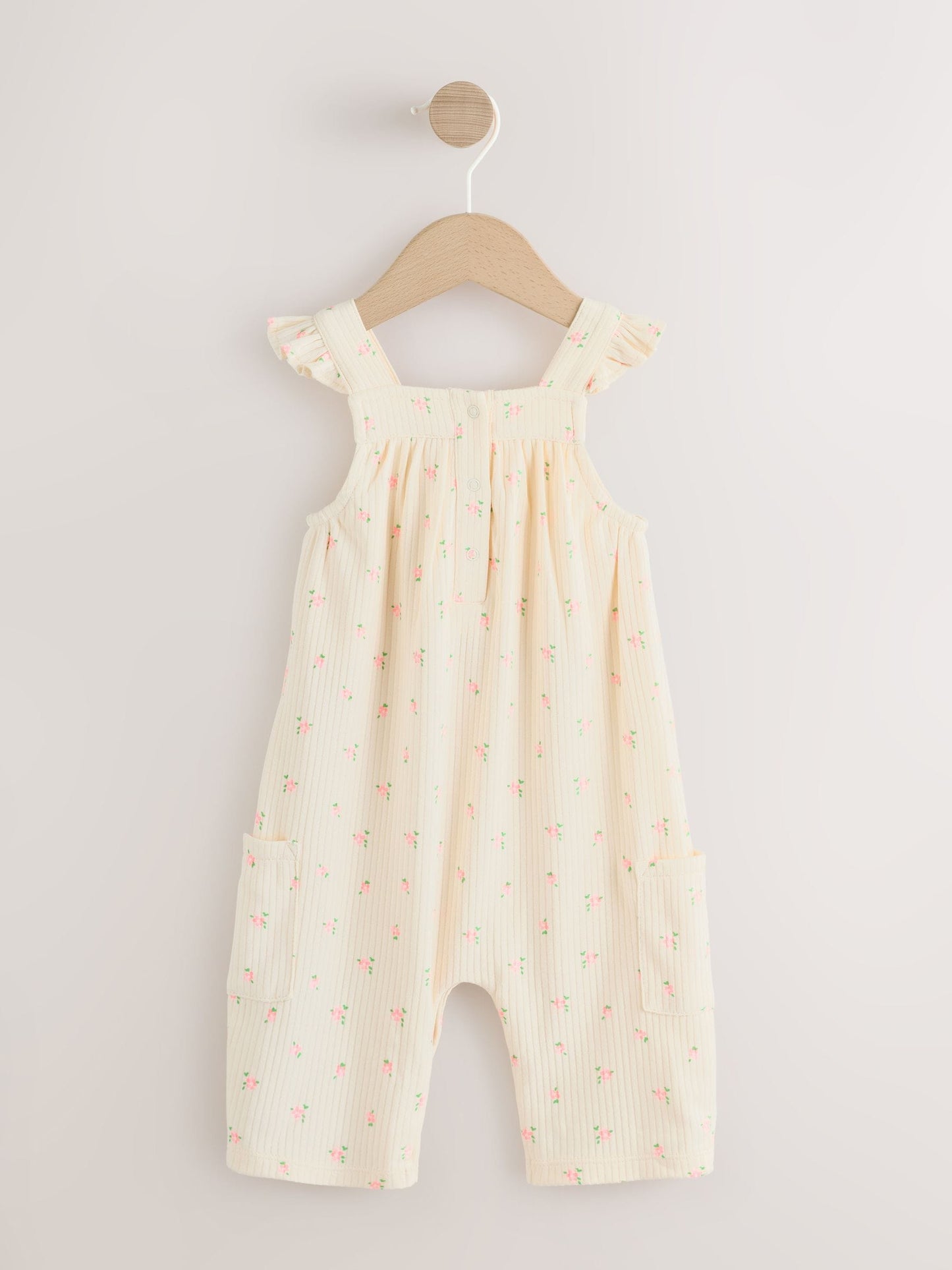White Floral Baby Long Leg Jersey Romper (0mths-3yrs) image 2