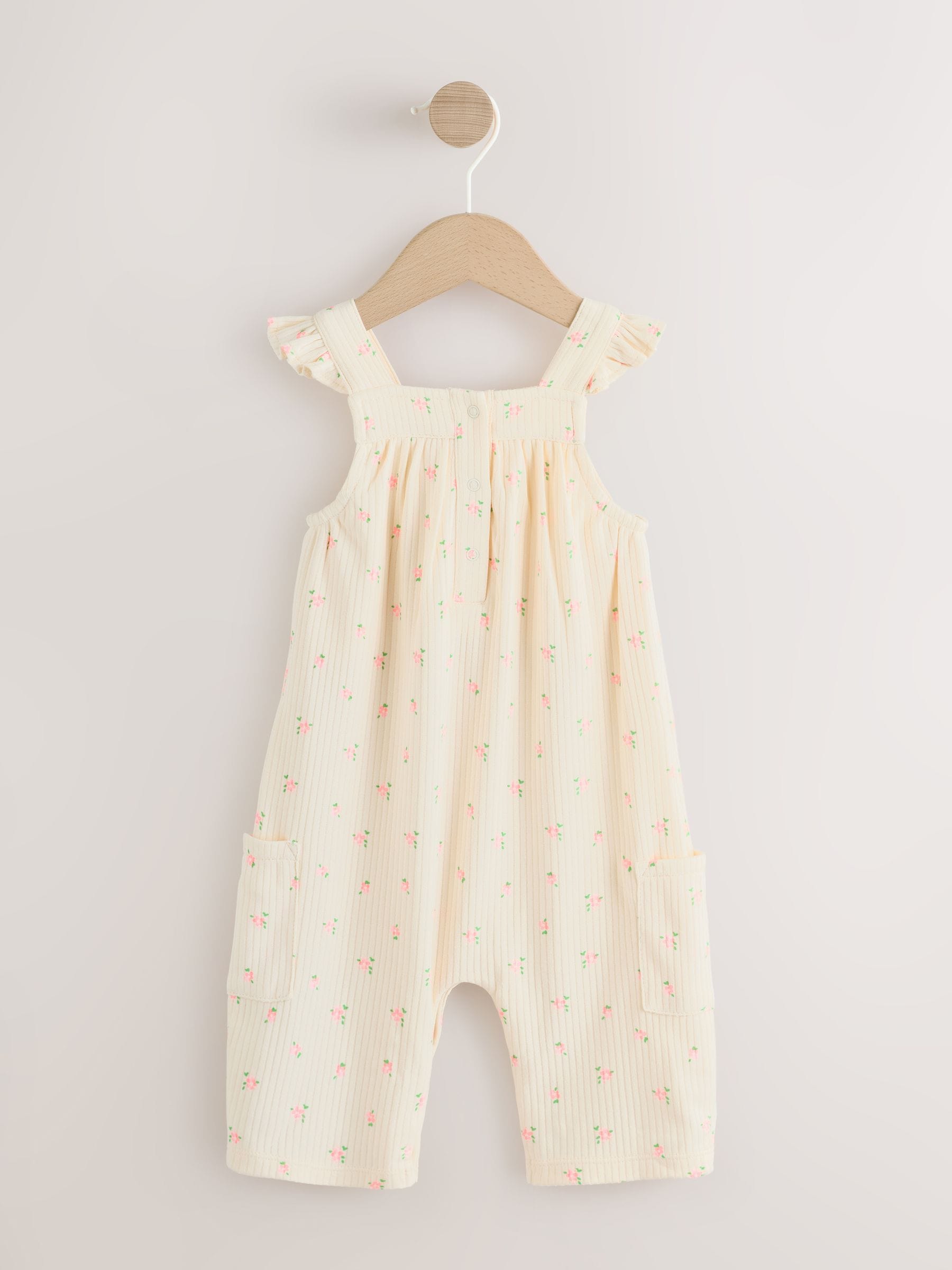 White Floral Baby Long Leg Jersey Romper (0mths-3yrs) image 2