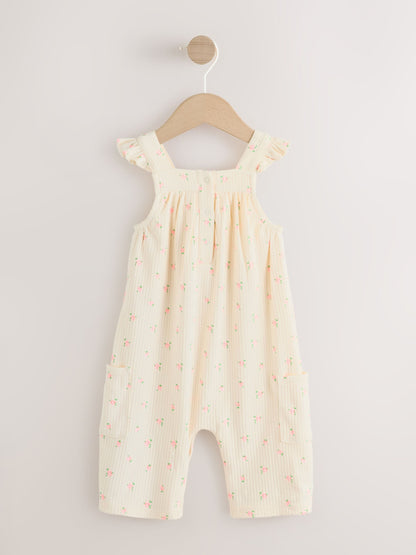White Floral Baby Long Leg Jersey Romper (0mths-3yrs) image 2