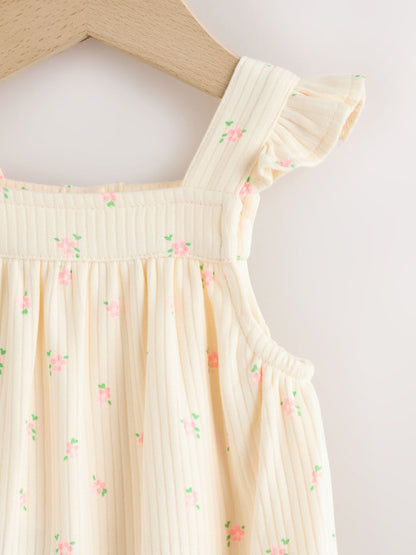 White Floral Baby Long Leg Jersey Romper (0mths-3yrs) image 3