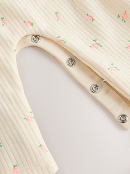 White Floral Baby Long Leg Jersey Romper (0mths-3yrs) image 6