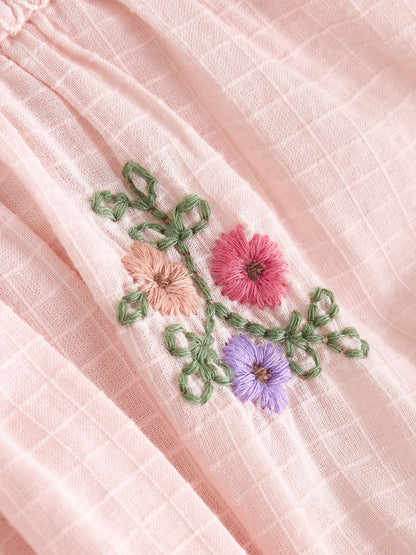 Pink Floral Embroidered Smock Baby Dress And Knicker Set 2 Piece (0mths-2yrs) image 6