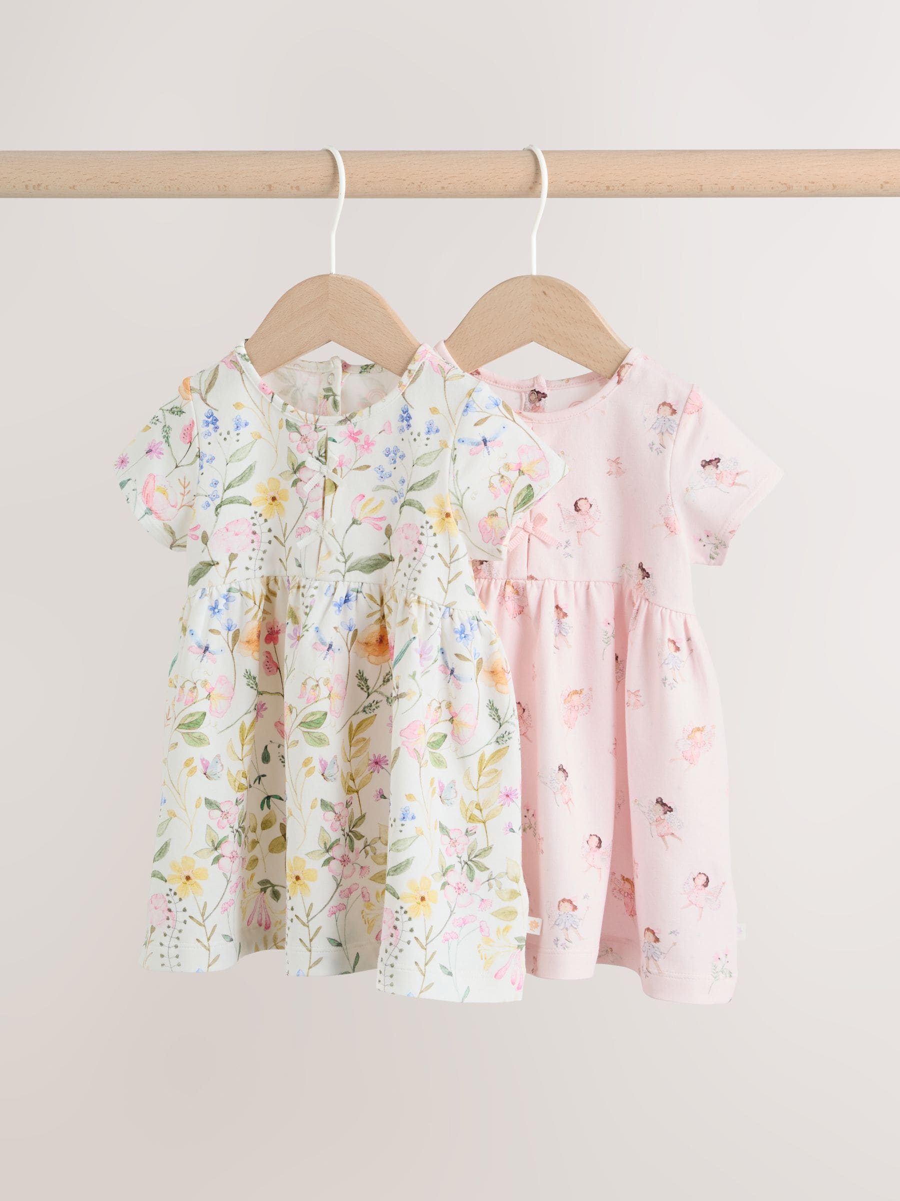 Pink Fairy Baby Short Sleeve Dresse 2 Pack (0mths-3yrs) image 1