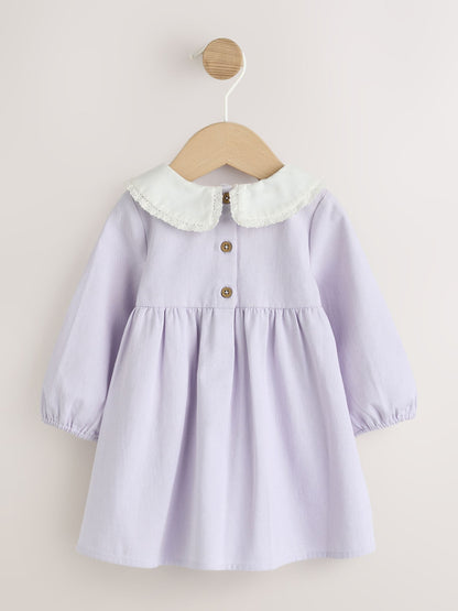 Purple Woven Collar Baby Dress with Tights (0mths-2yrs) image 2