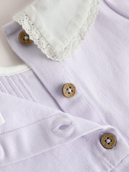 Purple Woven Collar Baby Dress with Tights (0mths-2yrs) image 6