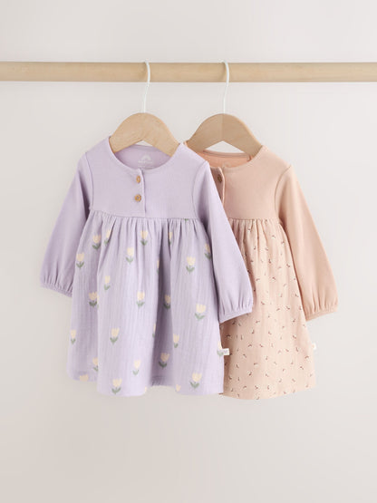 Purple/Pink Baby Woven Dress 2 Pack (0mths-3yrs) image 1